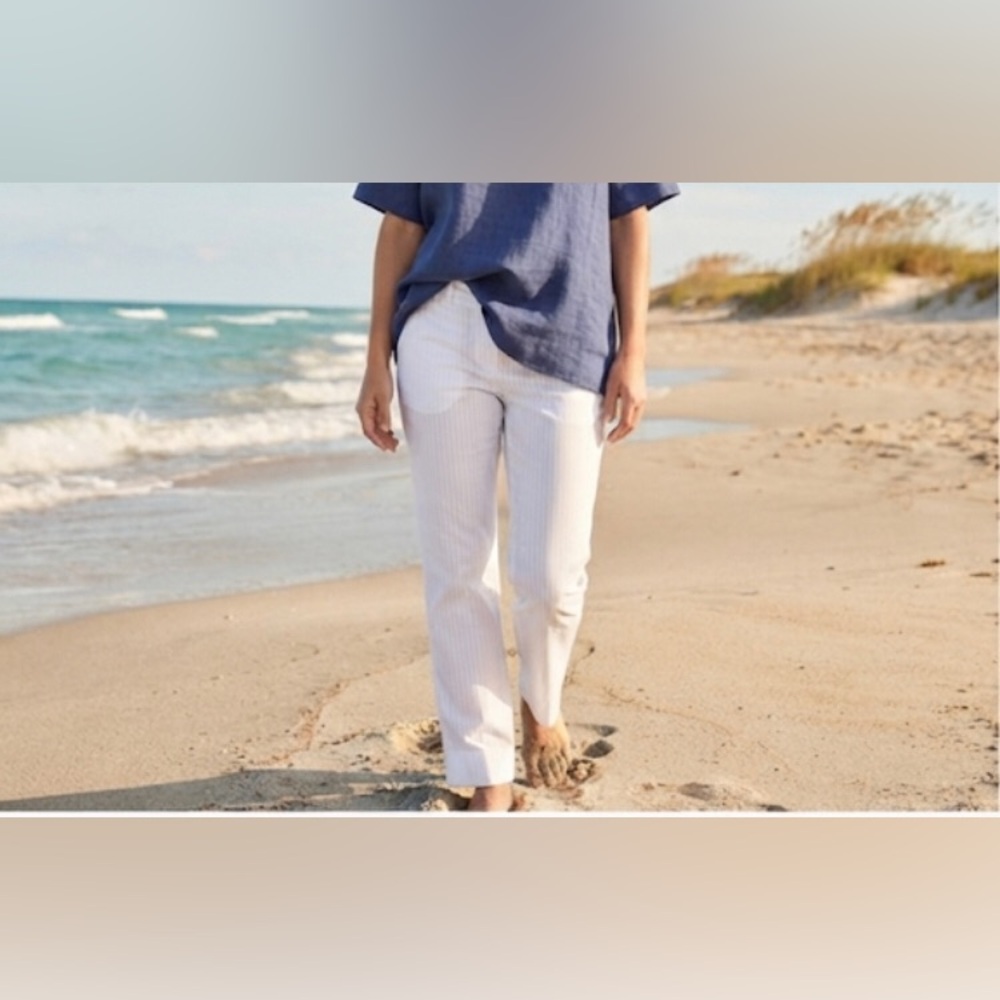 Smart Set | white stripes straight leg dress pants | size 7